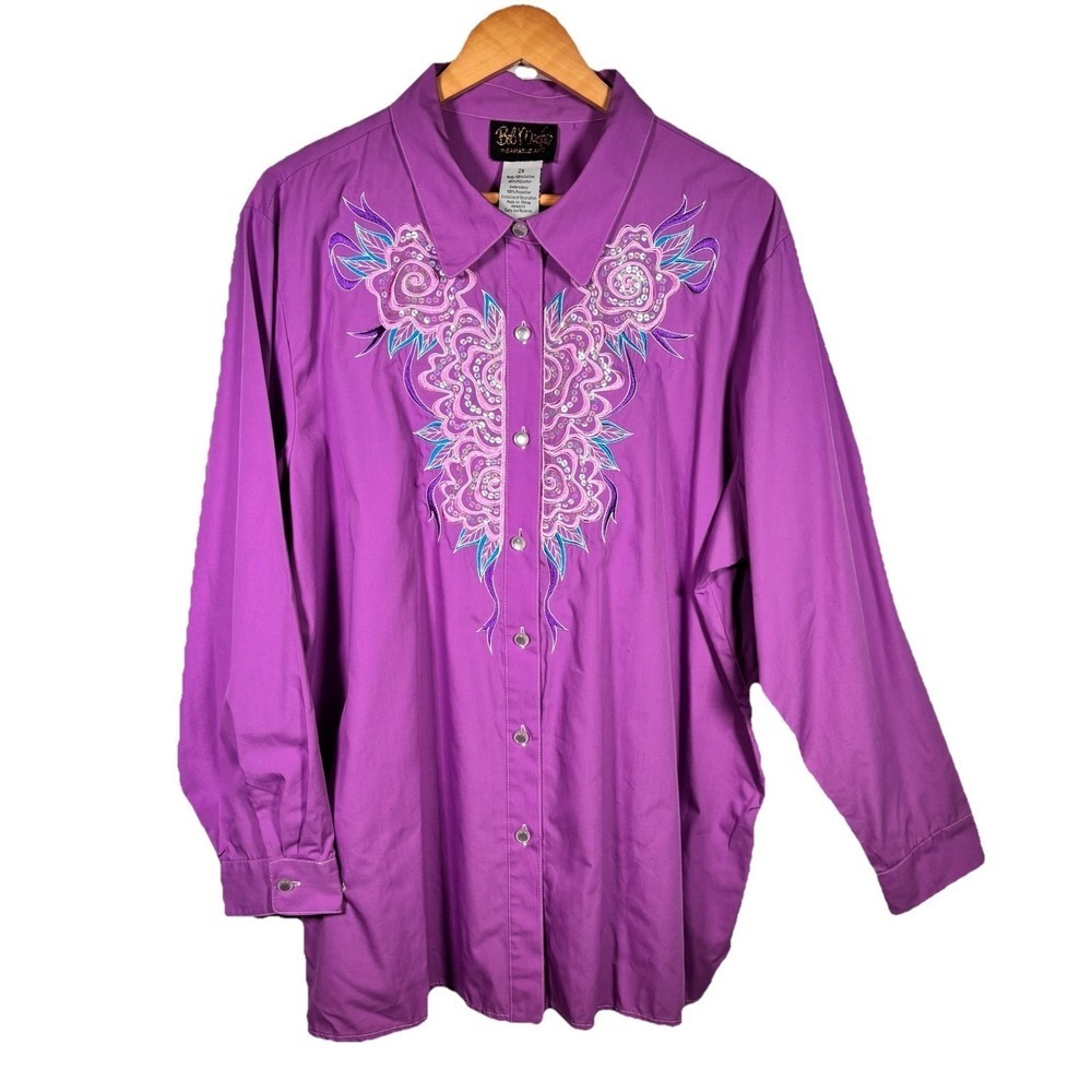 Bob Mackie Wearable Art Top Womens 2X  Embroidered Sequin Maximalist Statement
